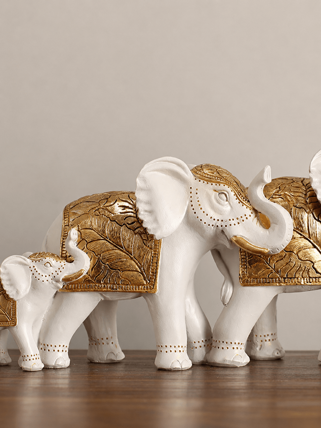 White Resin Elephant Family Figurine | Set of 3 Secondary image