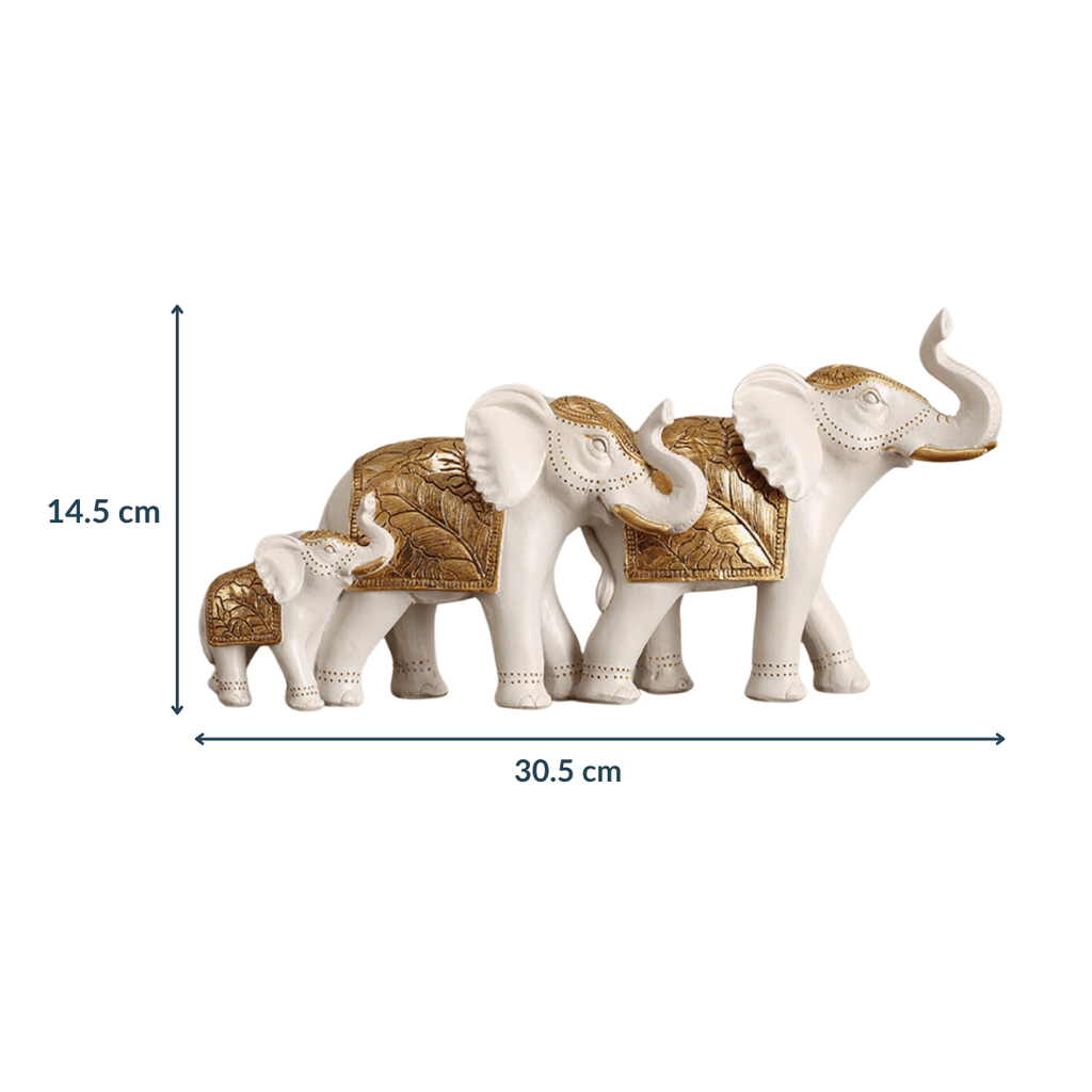 White Resin Elephant Family Figurine | Set of 3 - The Golden Theory