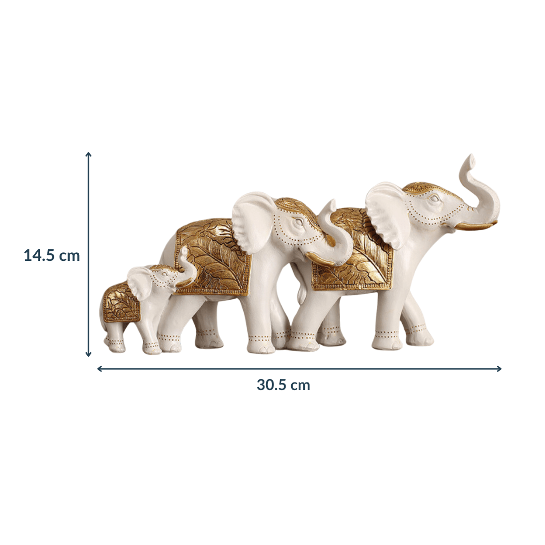 White Resin Elephant Family Figurine | Set of 3 - The Golden Theory