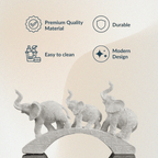 White Resin Elephant Family on Bridge - The Golden Theory