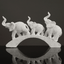 White Resin Elephant Family on Bridge - The Golden Theory