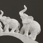 White Resin Elephant Family on Bridge - The Golden Theory