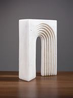 White Ribbed Arch Sculpture - The Golden Theory