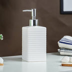White Ribbed Ceramic Bathroom Set of 4 - The Golden Theory
