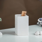 White Ribbed Ceramic Bathroom Set of 4 - The Golden Theory