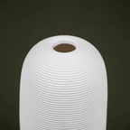 White Ribbed Ceramic Vase with Textured Design - The Golden Theory
