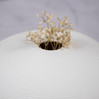 White Round Textured Vase - Unique Low Profile Design - The Golden Theory