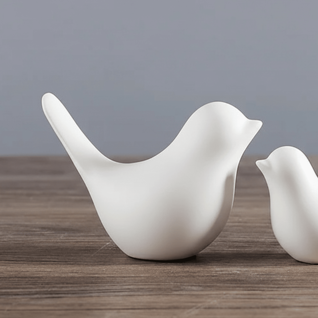White Scandinavian Style Ceramic Bird | Set of 2 - The Golden Theory
