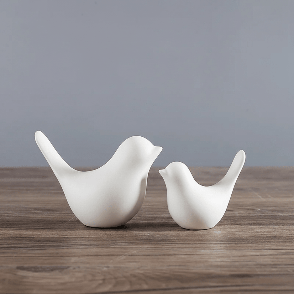 White Scandinavian Style Ceramic Bird | Set of 2 - The Golden Theory
