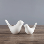 White Scandinavian Style Ceramic Bird | Set of 2 - The Golden Theory