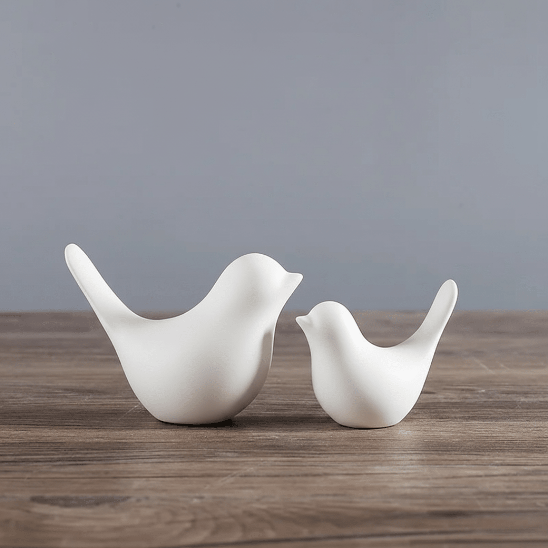 White Scandinavian Style Ceramic Bird | Set of 2 - The Golden Theory