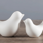 White Scandinavian Style Ceramic Bird | Set of 2 - The Golden Theory