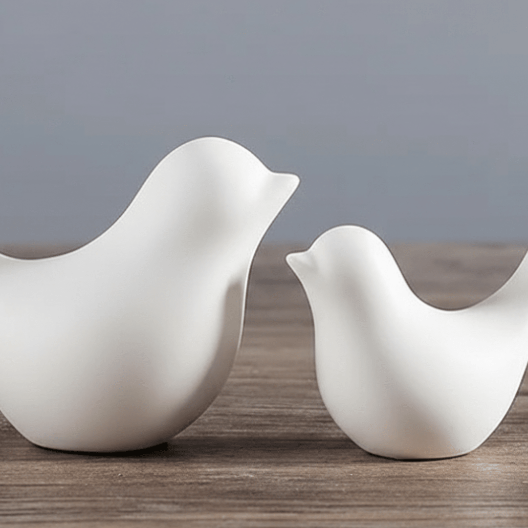 White Scandinavian Style Ceramic Bird | Set of 2 - The Golden Theory