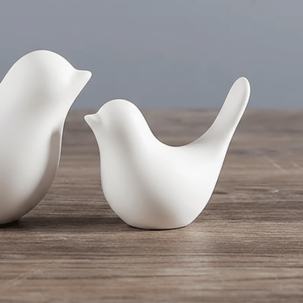 White Scandinavian Style Ceramic Bird | Set of 2 - The Golden Theory