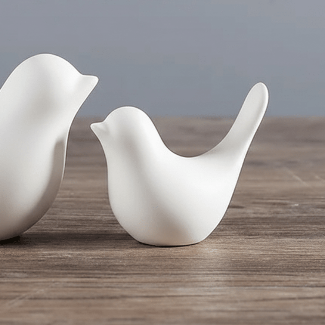 White Scandinavian Style Ceramic Bird | Set of 2 - The Golden Theory