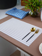 White Striped Table Mats | Set of 2,4,6 - The Golden Theory