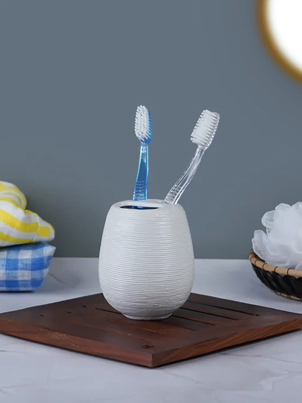 White Textured Bathroom Set – Minimalist Ceramic Bath Accessories - The Golden Theory