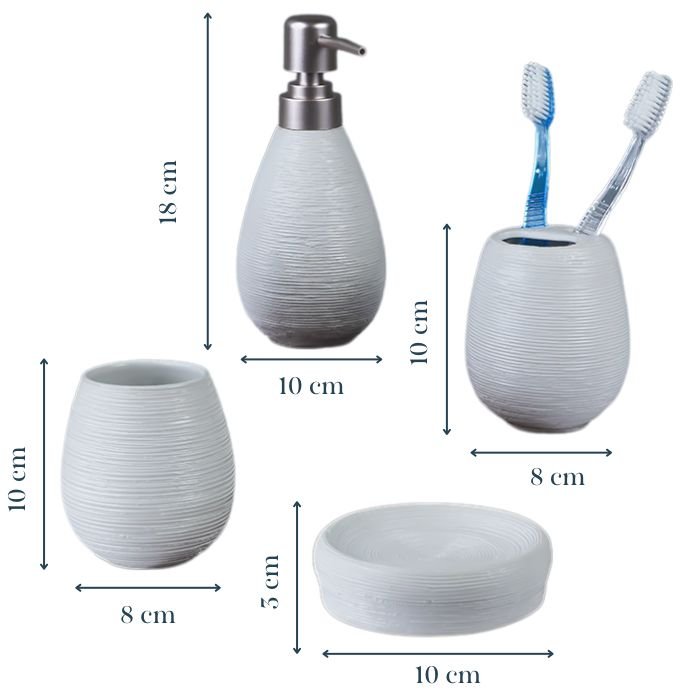 White Textured Bathroom Set – Minimalist Ceramic Bath Accessories - The Golden Theory