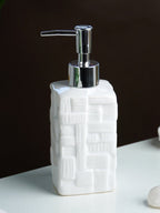 White Textured Ceramic Bathroom Set of 3 - The Golden Theory
