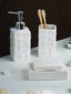 White Textured Ceramic Bathroom Set of 3 - The Golden Theory