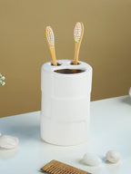 White Textured Ceramic Bathroom Set of 4 - The Golden Theory