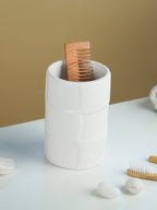White Textured Ceramic Bathroom Set of 4 - The Golden Theory
