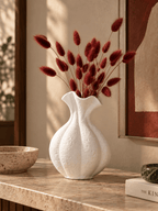 White Textured Ripple Vase with Flared Opening - The Golden Theory