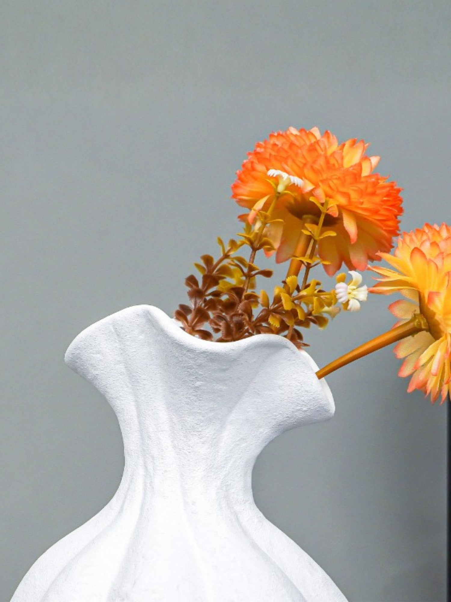 White Textured Ripple Vase with Flared Opening - The Golden Theory