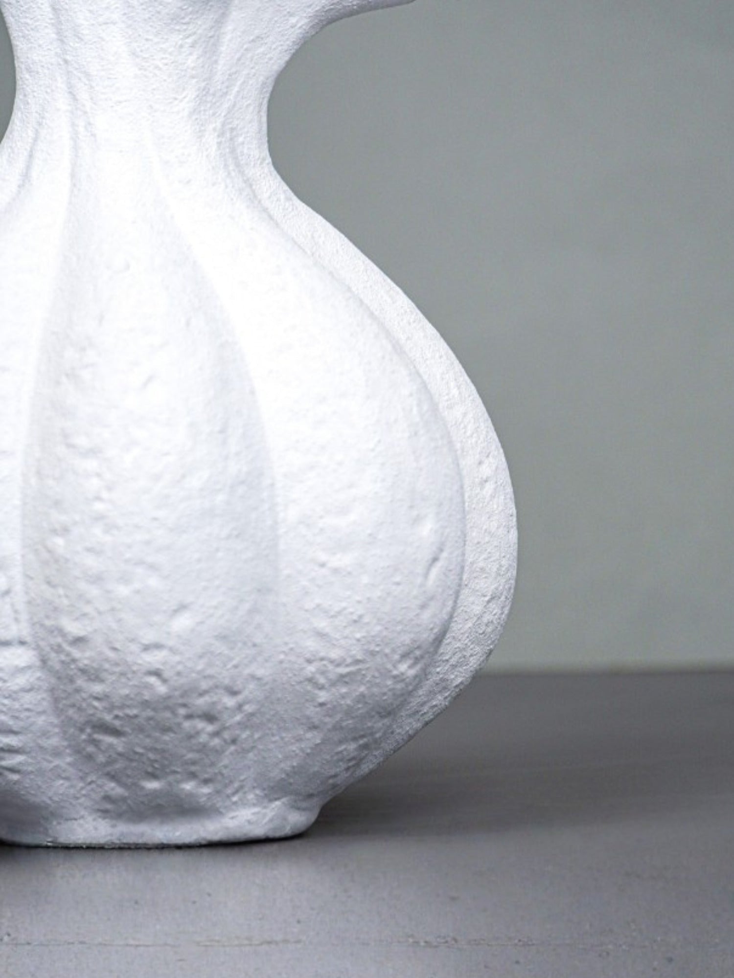White Textured Ripple Vase with Flared Opening - The Golden Theory
