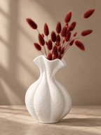 White Textured Ripple Vase with Flared Opening - The Golden Theory