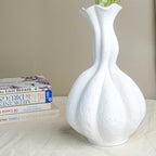 White Textured Wave Design Vase - The Golden Theory