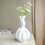 White Textured Wave Design Vase - The Golden Theory