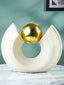 White Tiered Arch Sculpture with Gold Sphere - The Golden Theory