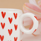 White with Red Heart Ceramic Mug and Plate Set - The Golden Theory