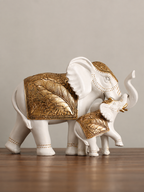 White Resin Elephant Family Figurine