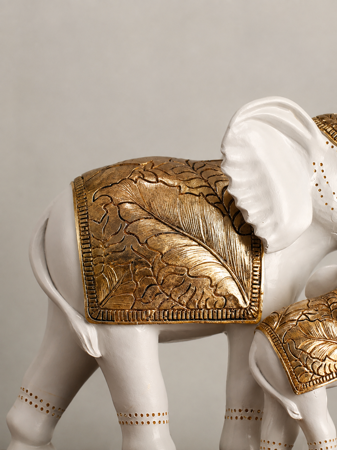 White Resin Elephant Family Figurine Secondary image