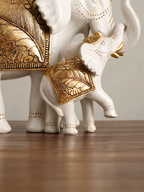 White Resin Elephant Family Figurine
