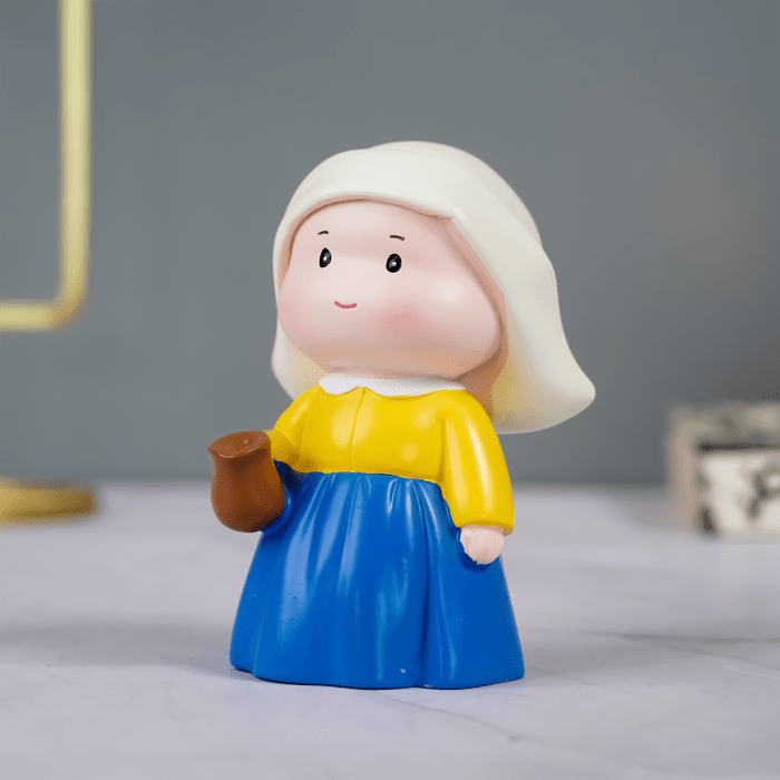 Yellow and Blue Dutch Girl Figurine with White Bonnet - The Golden Theory