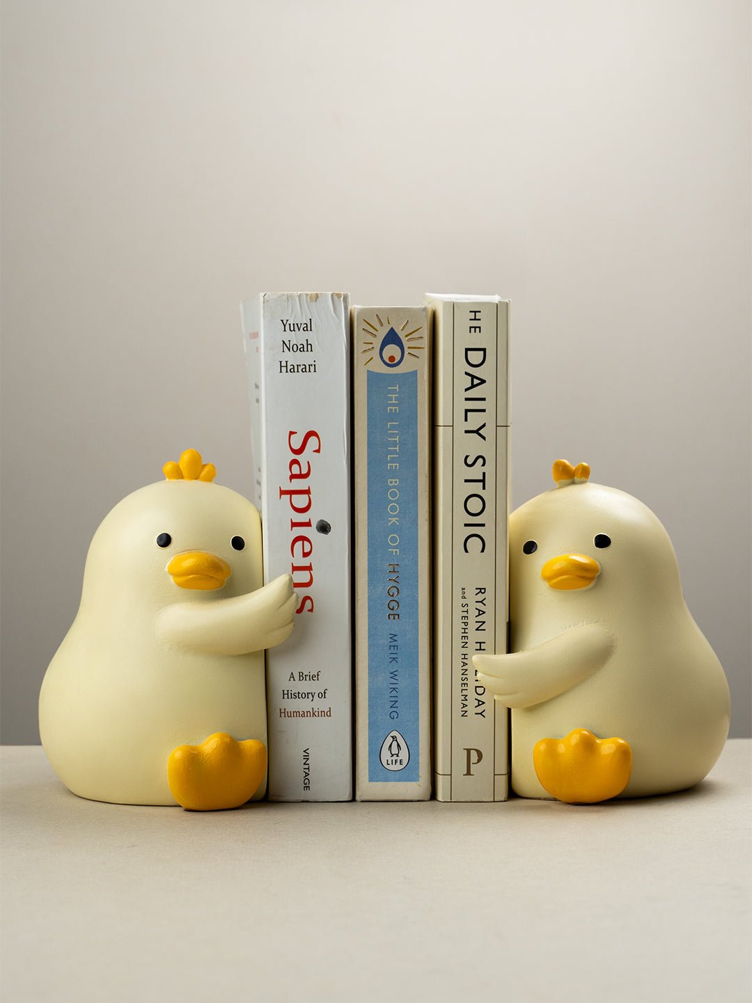 Yellow Ceramic Duck-Shaped Hugging Bookends - The Golden Theory
