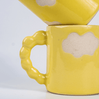 Yellow Ceramic Mug with Cloud Design - The Golden Theory