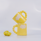 Yellow Ceramic Mug with Cloud Design - The Golden Theory