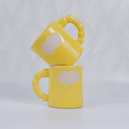 Yellow Ceramic Mug with Cloud Design - The Golden Theory
