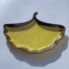 Yellow Ceramic Shell Shaped Platter with Brown Borders - The Golden Theory