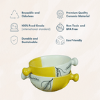 Yellow-White Ceramic Serene Elegance Serving Bowl | Set of 2 - The Golden Theory