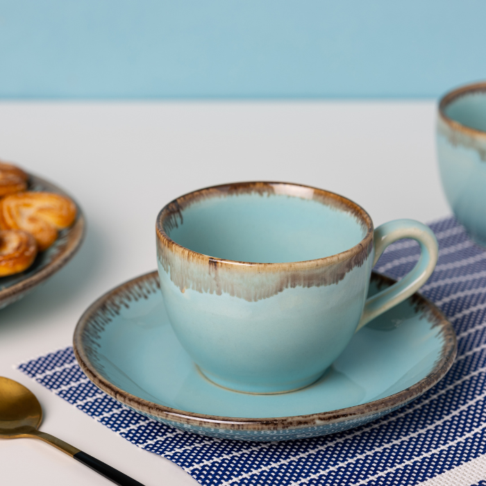 Brown Sugar Glaze Cup and Saucer | Set of 6 Secondary image