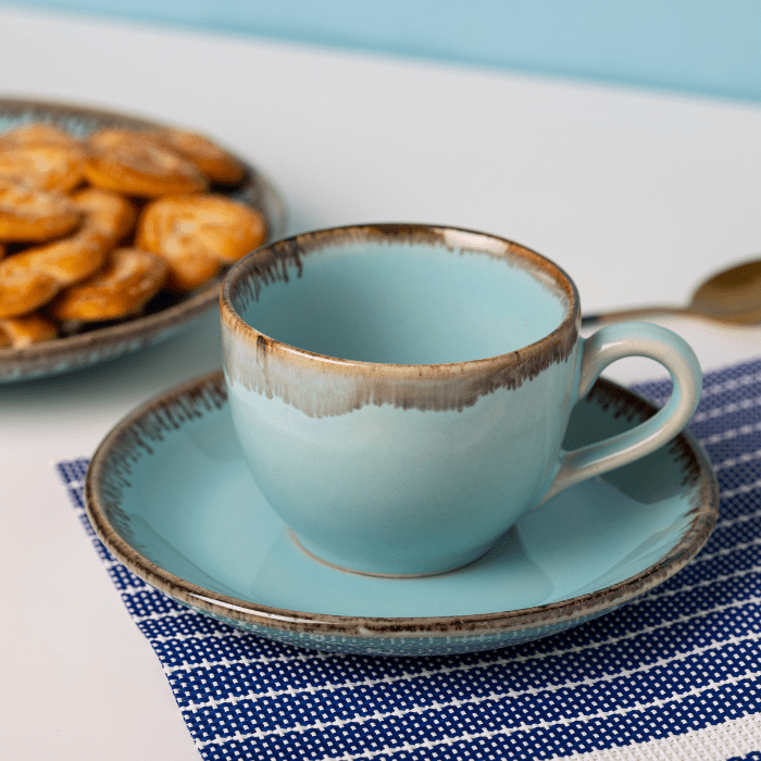 Brown Sugar Glaze Cup and Saucer | Set of 6 - The Golden Theory