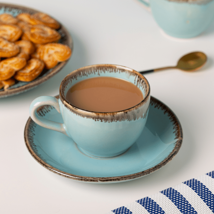 Brown Sugar Glaze Cup and Saucer | Set of 6 - The Golden Theory Main image
