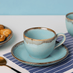 Brown Sugar Glaze Cup and Saucer | Set of 6 - The Golden Theory
