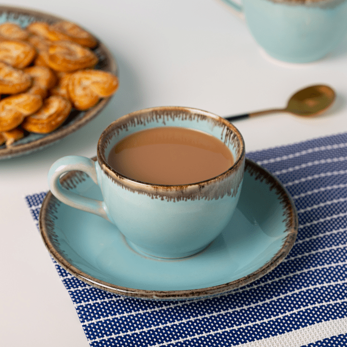 Brown Sugar Glaze Cup and Saucer | Set of 6 - The Golden Theory