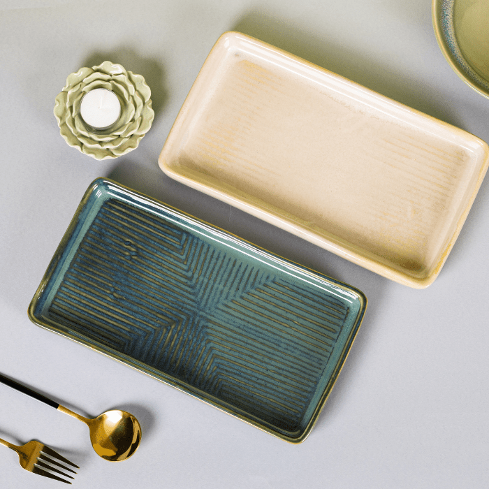 Grey Color Rectangle Platter - The Golden Theory